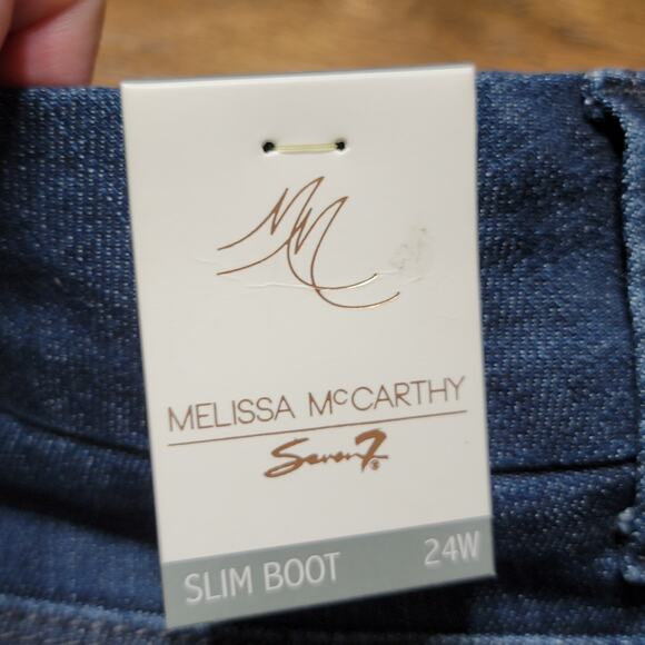 Melissa McCarthy X Seven7 Slim Boot Dark Wash Denim Jeans - Size 24W NWT - Picture 11 of 12